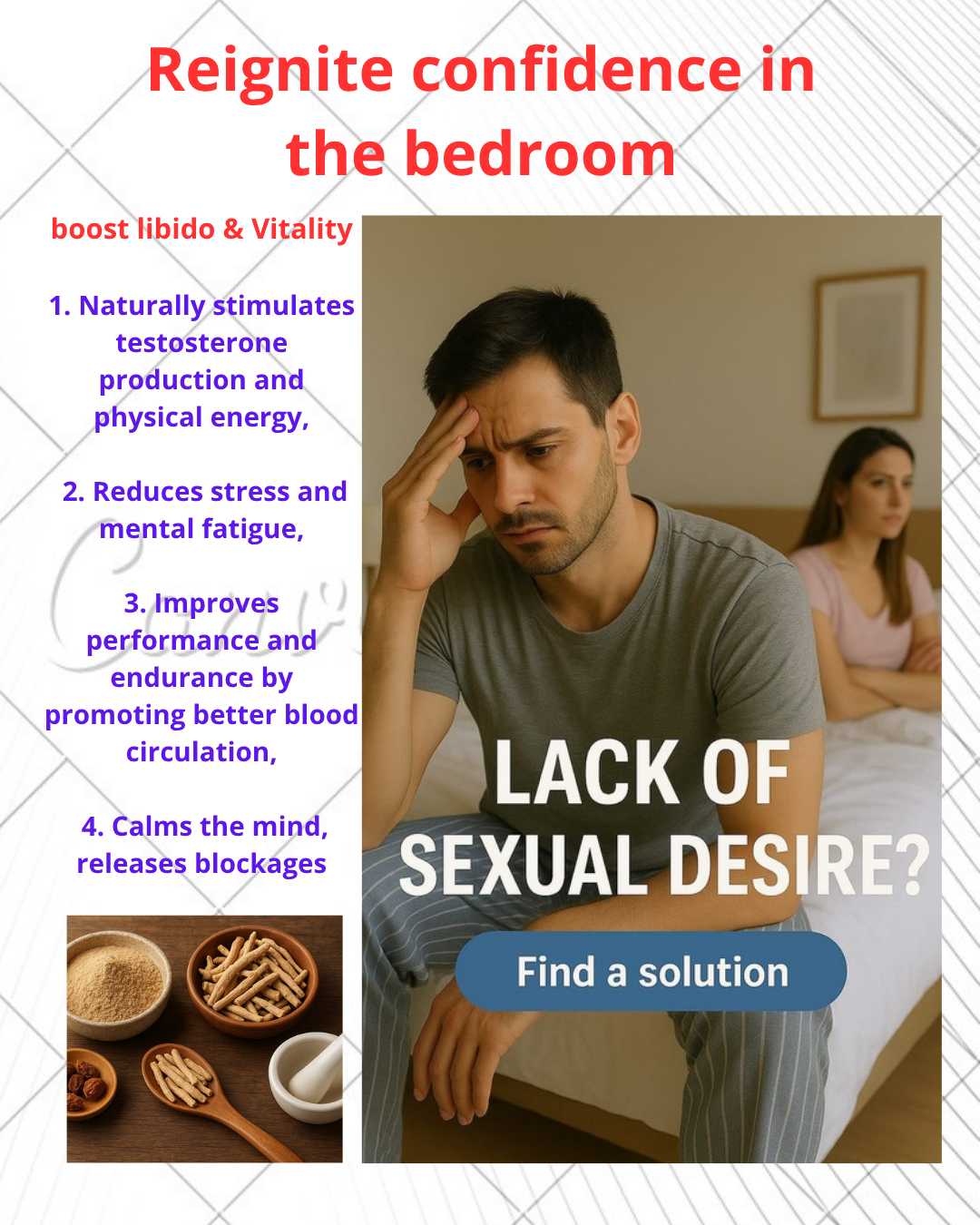 restore passion, revive confidence with Ashwagandha